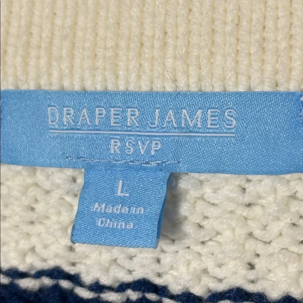 DRAPER JAMES RSVP Nautical stripe knit sweater button down size Large old money